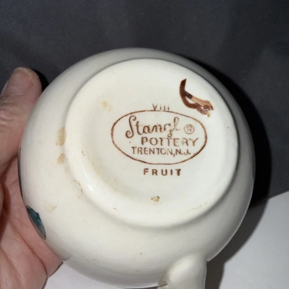 Vintage Stangl Pottery Fruit Pattern  Coffee Cups Set Of 3 Pre Owned